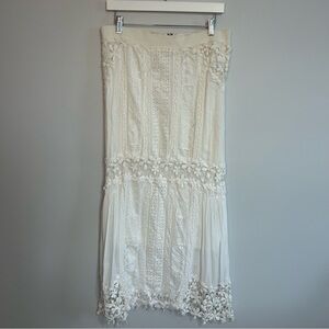 Anthropologie Baraschi Cream Midi Maxi Crochet Lace Boho Skirt Women’s Size XS